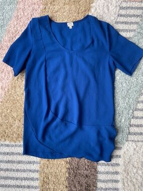 Wilfred Cobalt Blue Scoop Neck Short Sleeve Top XXS
